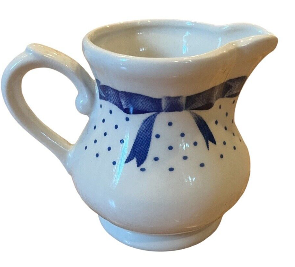 Churchill England Blue Bow Bone China Small Creamer Pitcher 3.5" tall Country